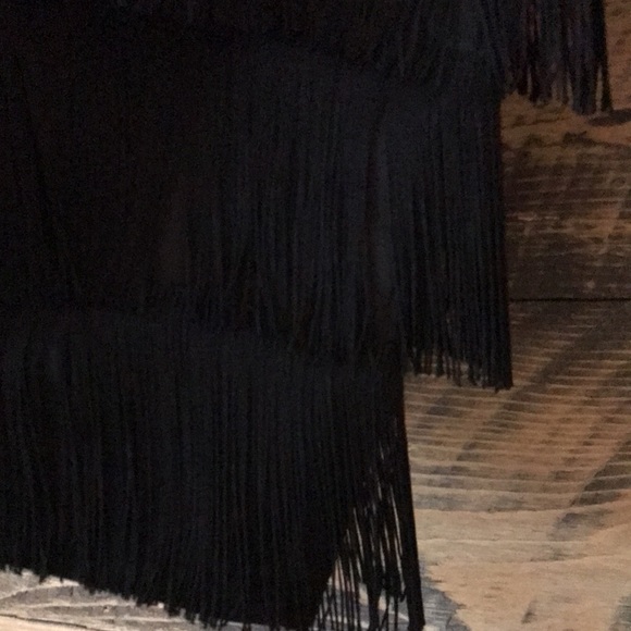 🇪🇸 SFERA Tiered Fringe Midi Skirt Black Flapper 20’s EU 38 Vintage Y2K - Picture 4 of 10